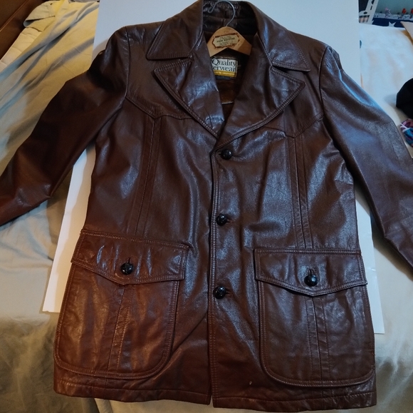Vintage Montgomery Ward Quality Outerwear Brick Red Leather Jacket Zip Lined 40L - Picture 6 of 9